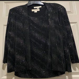 Black Silver Glitter Dressy  Top 2-piece